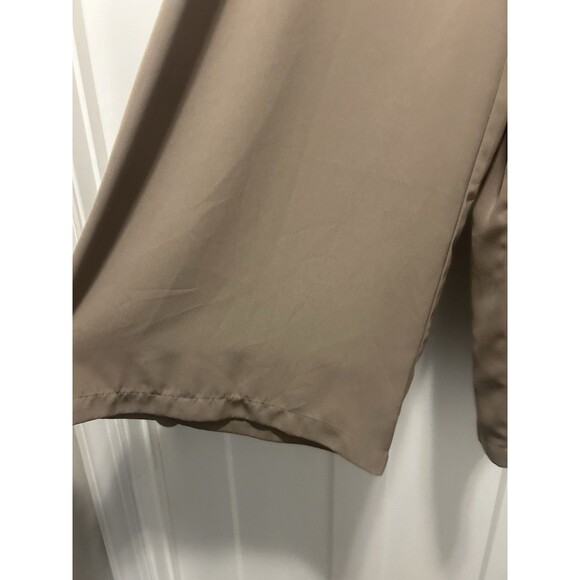 Wide Leg Tan Polyester Blend Dress Pants High Rise Pockets Size 2X XXL Pleats - Picture 3 of 7